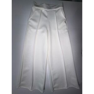Lucky & Blessed  Blend White Pleated Wide Leg Pants Women's Size S